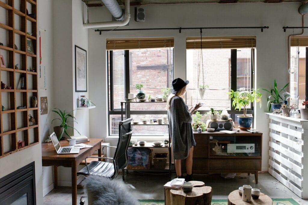 Woman working from home